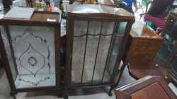 A Walnut 1950's China Cabinet(70). D.34 W.68 H.123 Cm.