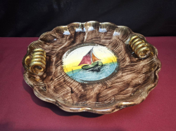Very nice Art Deco ceramic bowl 31 cm diameter with Boat scene stamped to base