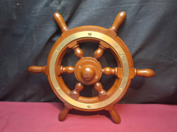 A very nice 15 inches diamaeter wood & brass vintage ships wheel wall decor