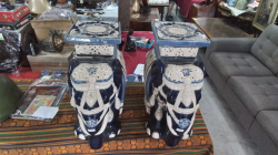 A Pair of Vintage Ceramic Elephant Stands. W.26 D.56 H.43 Cm.