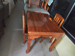 Dining Hardwood Table W.80 L.100 H.80 Cm. with 2 Chairs
