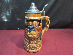 A Large Musical German Beer Stein.H.24 Cm.