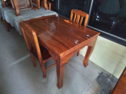 Dining Hardwood Table W.80 L.100 H.80 Cm. with 2 Chairs