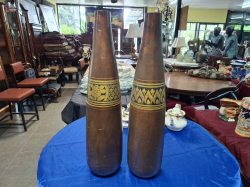 A Tall wooden vase gold painted. H.73 cm