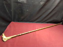 A Beautiful Vintage Chinese brass walking stick decorated with horse head. L.95 Cm. 