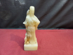 An antique magnificent white jade handmade statue of the Chinese goddess of the war. W.7 H.21 Cm.