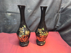 A Pair of Chinese Floral Vases. H.42 W.14 Cm.