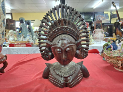 Bali Indonesia wood hand carved temple dancer bust circa 1960s