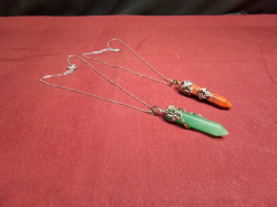 2x Natural Gemstone Reiki Healing Quartz Crystal Pendants.