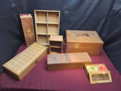 7 Wooden Chinese Dove tail boxes.