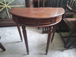 A Wooden Console half moon table. Approx 40x80 cm H. 75cm