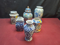 6 Oriental Style Jars (3 Lidded 1 Reticulated)