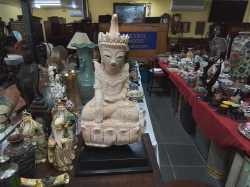 A Very Heavy Sitting Marble Buddha H.74 Cm.on A Black Stand (33x37 Cm.).