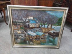 A lovely large oil painting with signed. W.102 H.85Cm.