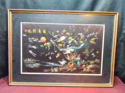 Antique Chinese Silk Hand Tapestry with Framed. L.76 H.54 Cm. 