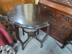 A Round Table with Scolloped Top and Shaped Legs.(125) W.60 H.74 Cm.