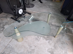 Glass top clear coffee table 2 levels design
