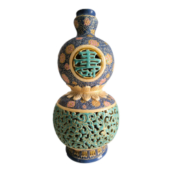 A Lamp Base/Vase Ceramic Stoneware Gom Bien Hoa Vietnam Shape Of Chinese Double Gourd Vase. W.20 H.47 Cm.