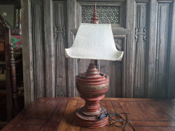 Burmese Lacquer Large Table Lamp