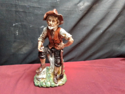 A Very Nice Capodimonte Figure of A Wood cuter Sat on A Tree 32 Cm. High. (No damaged)