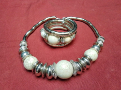 Set of Two Turquoise 70s, 925 Sterling Sliver Necklace And Bracelet.