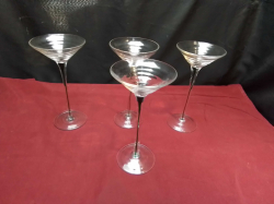 Set of 4 cocktail martinis glass made by Murano Italy