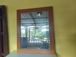 A Large Mirror on Wooden Frame. W.100 H.120 Cm