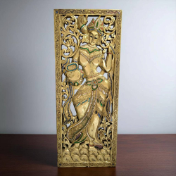 A  wooden hand made gilted lady dancer. W.35.5 H.90 Cm. 