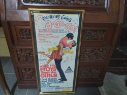 A gilt framed Australian 1965 musical film matted daybill hand litho printed poster 