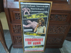 A gilt framed Australian 1970 horror triller film matted daybill hand litho printed poster 