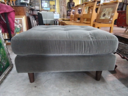 Scott Ottoman 76 x 63 x 44 Cm. Grey Cotton Velvet Fabric Foam, Feather and Fiber fillings Timber Frame.