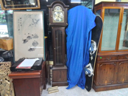 Westminster chimes grandfather clock in mahogany(53) (No pendulum). W.44 D.23 H.196 Cm.