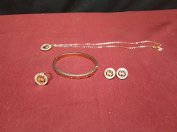 Full Set of Ladies Gold Plated Rolex Jewelry, Ring, Bracelet, Necklace and Earrings, Rare Collection.
