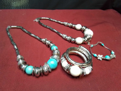 2 Pairs of Matching 70s Necklaces and Bangles.