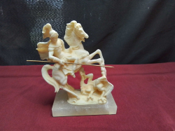 Statues of saint George roman soldier Riding a horse. L.13 H.18 Cm.