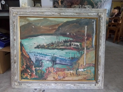 A large vintage oil paint. W.90 H.78 Cm.