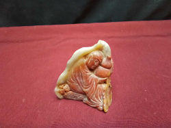 A vintage Chinese hand carved Shoushan stone Buddha figure 8 cm high