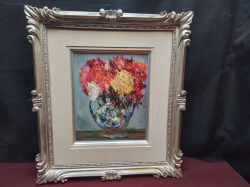 A Lovely Still Life Oil on Canvas with A Nice Frame. W 42 L.47 Cm.