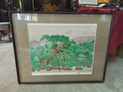 A Very Large Framed Water Colour of Rocks and Frame. W.68 L.87 Cm.
