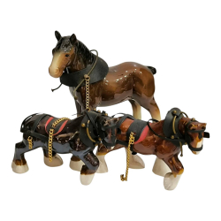 A collectible set of Three Clydesdale Porcelain shire horses.
Small W.17 H.10.5 Cm.
Large L.22 H.18 Cm.