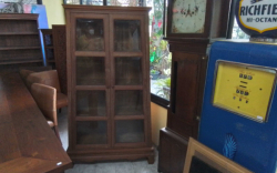 A Lovely Teak Display Cabinet with 3 Shelves and Glazed with Bevel Glass. W.102 D. 41 H.180 Cm.