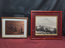 A N8ce Copper Plate Picture 33x26 Cm. And A Pencil Drawing 38x36 Cm.