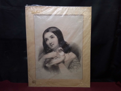 A Lovely Portrait of A Girl Holding A Dove Circa 1880 Signed. 41x 52 Cm.