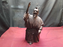 A Heavy Bronze Statue of Japanese Man with Stamped. H.35 W.18 Cm.