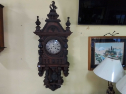A Lovely Old Gothic Style Heavy Carved Clock with key Working in order,Need hands. W.47 H.120 Cm.