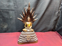 A Sitting Bronze Buddha with with Nagas. W.21 H.39 Cm.