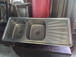 A Small Double Sink with Small Drainer. W.50 L.120 Cm.