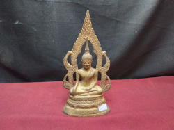 A Bronze Sitting Buddha Statue. W.12 H.24 Cm.