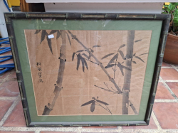 Antique Chinese painting of auspicious bamboo trees. 60x 70 Cm.