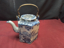 A Small Chinese Tea Pot Depicting Deer. H.19 Cm. W.16 Cm.